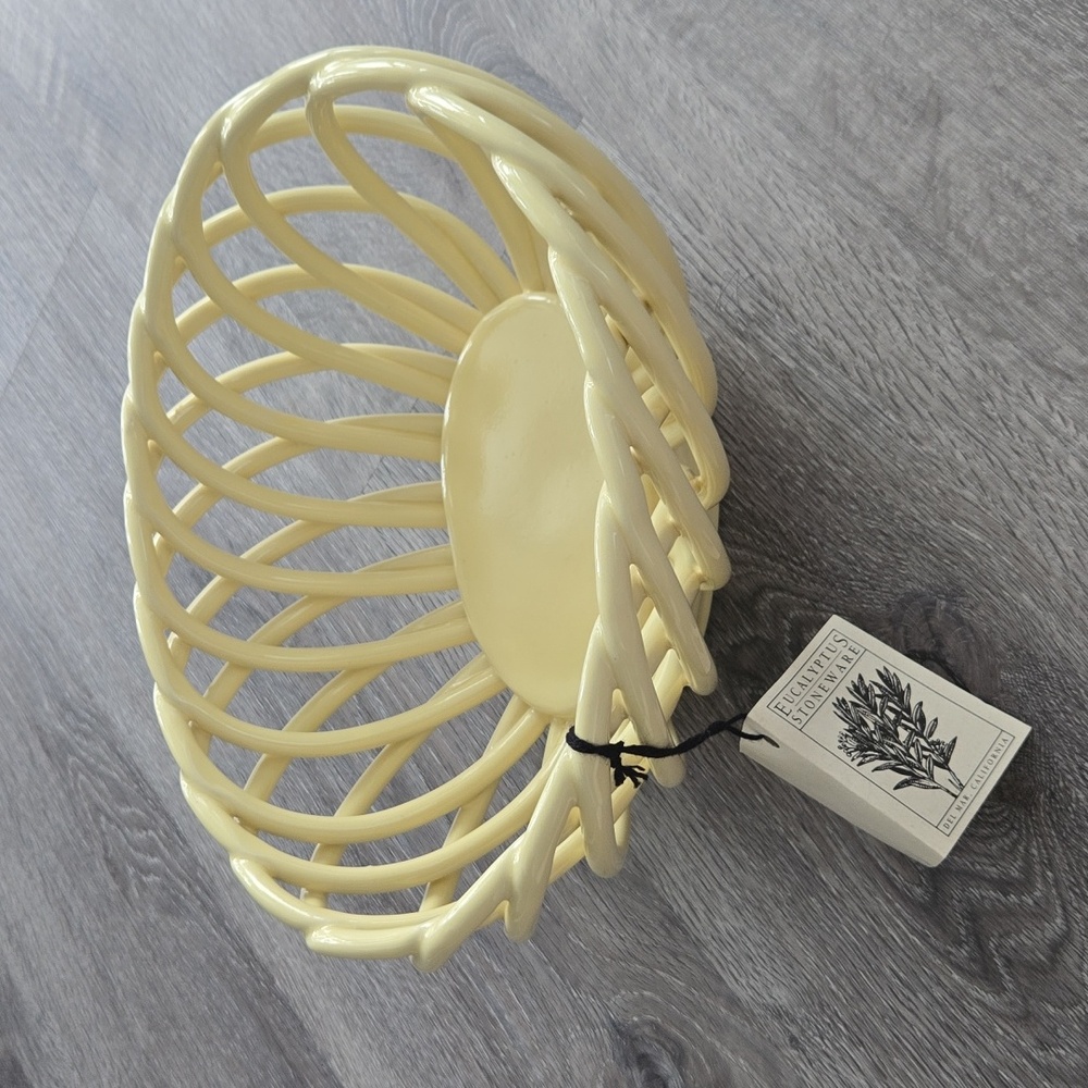 William Sonoma Eucalyptus Stonewear Handmade Woven Ceramic Bowl